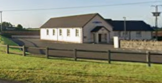 View of hall and entrance from Curragh Road.